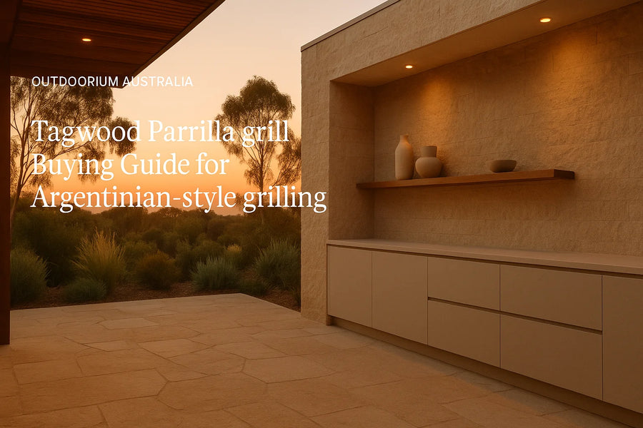 Tagwood Argentinian-style parrilla grill used for open fire outdoor entertaining.