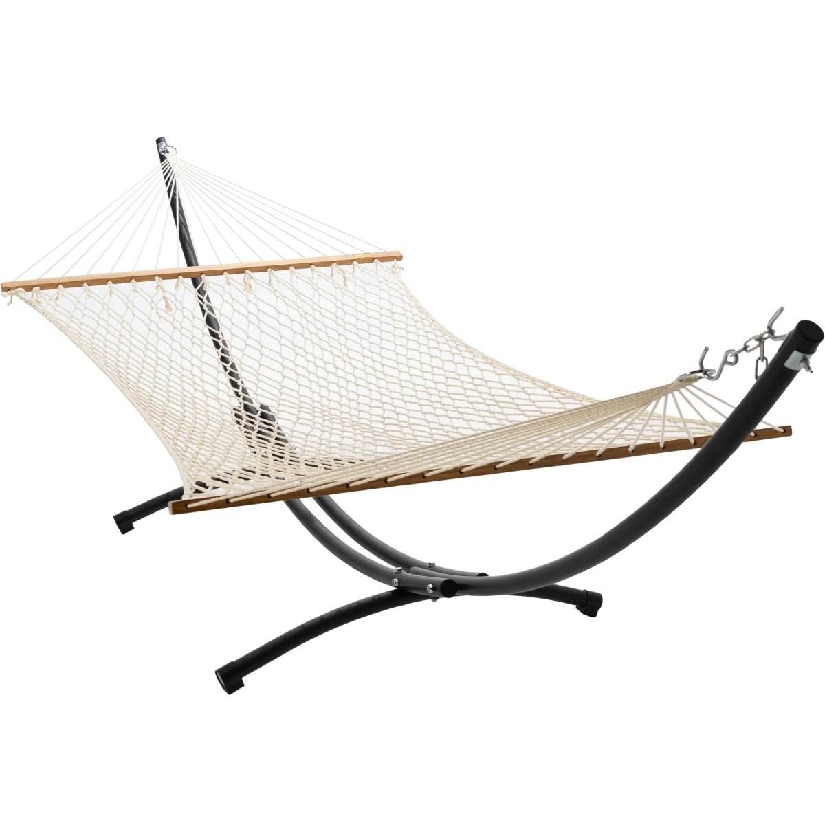 12ft Steel Arc Hammock Stand & Resort Polyester Rope Hammock | Outdoorium