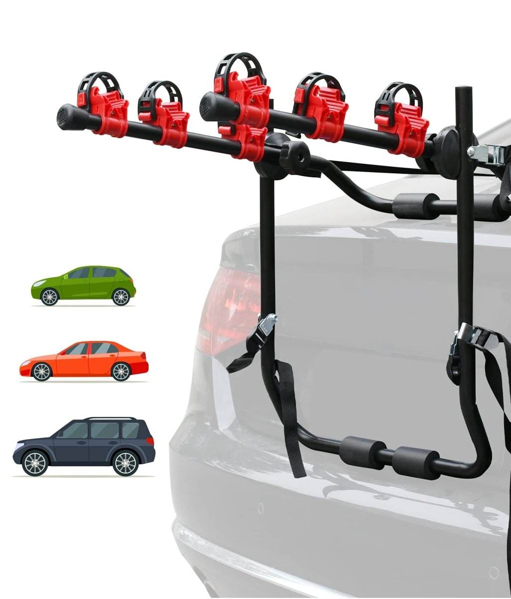 3 Bike Universal Cycle Bicycle Car Rear Carrier Rack Hanger Mount for Car Sedan Hatchback Minivan SUV | Outdoorium