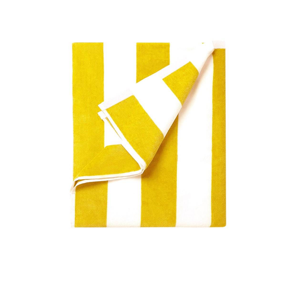 400GSM Cabana Stripe Cotton Polyester Beach Towel Yellow | Outdoorium