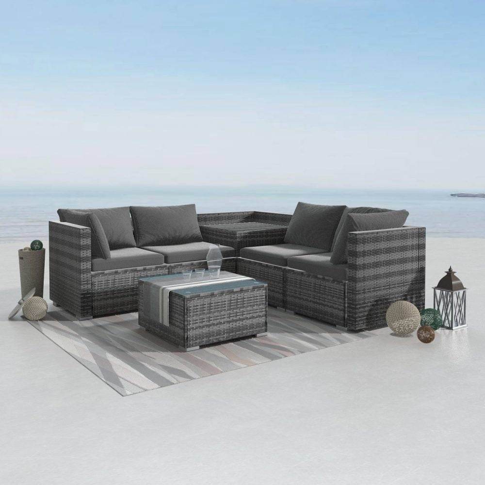 6PCS Outdoor Modular Lounge Sofa Coogee-Grey - Outdoorium