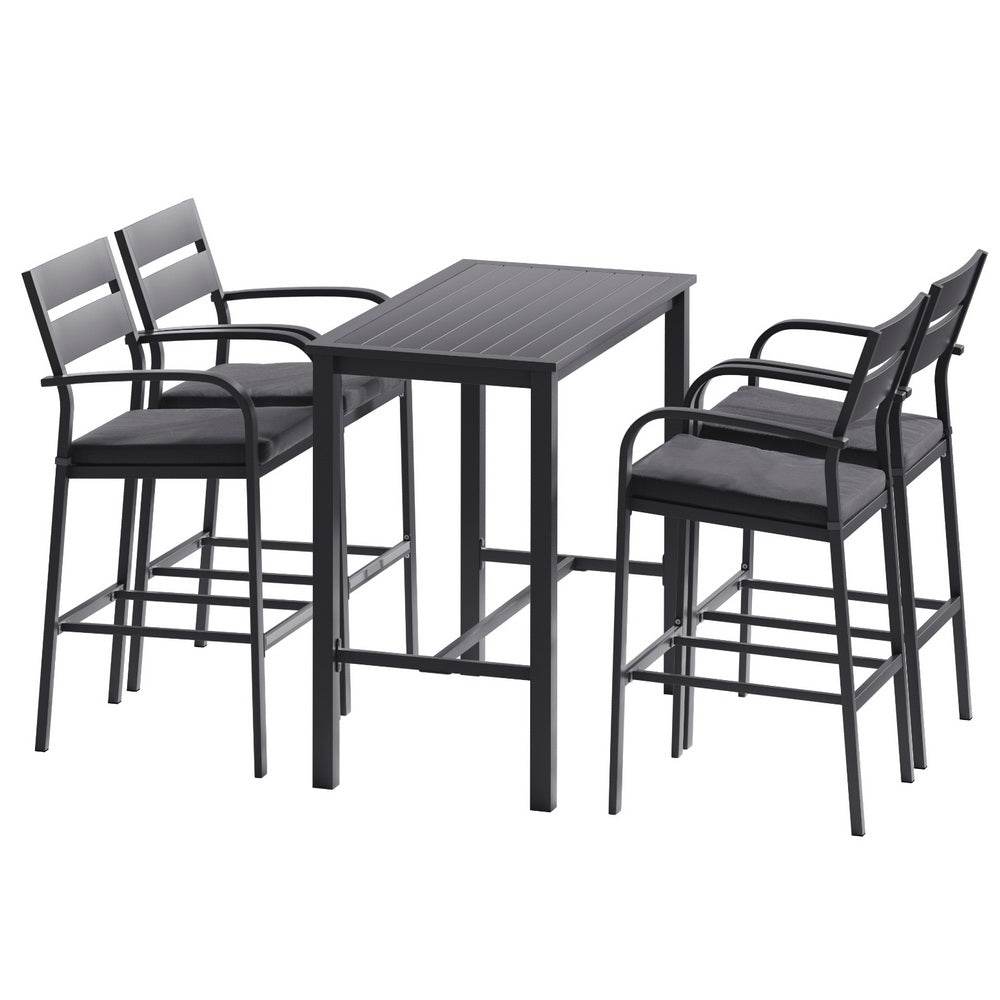 Gardeon Outdoor Bar Set 5 - Piece Patio Dining Chairs Aluminium Table Stools | Outdoorium