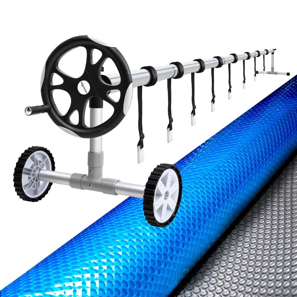 Aqua Buddy Pool Cover 11x6.2m 400 Micron Silver Swimming Pool Solar Blanket 6.55m Roller | Outdoorium
