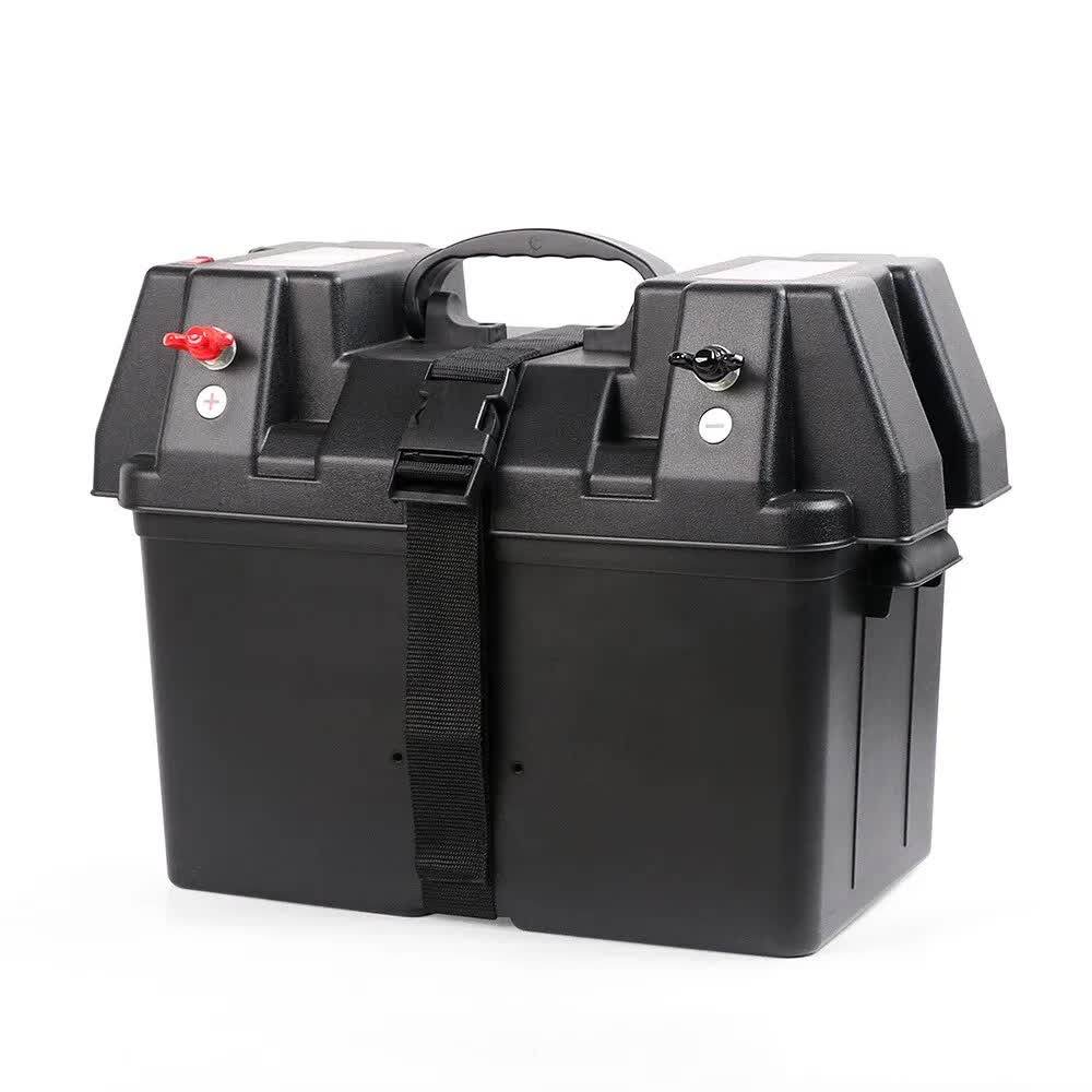 12V 100AH Deep Cycle Battery Box Portable Power Storage Marine Solar USB Camping | Outdoorium