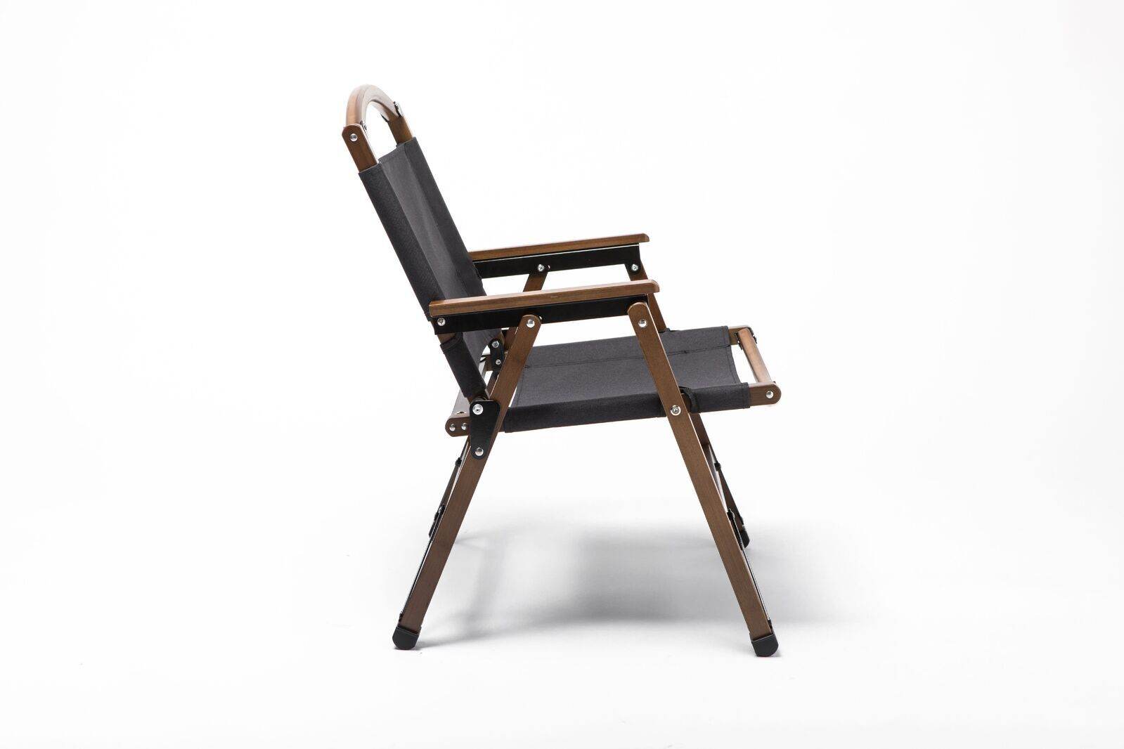 Bamboo Canvas Foldable Outdoor Camping Chair Wooden Travel Picnic Park - Black | Outdoorium