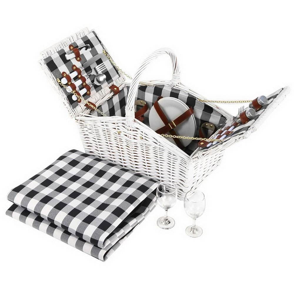 Alfresco 2 Person Picnic Basket Set Insulated Blanket Bag | Outdoorium