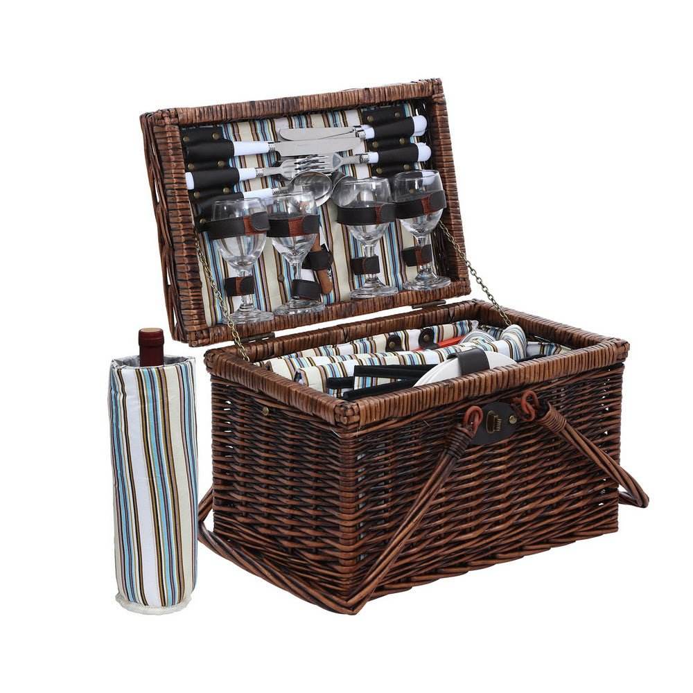 Alfresco 4 Person Picnic Basket Set Folding Insulated bag | Outdoorium