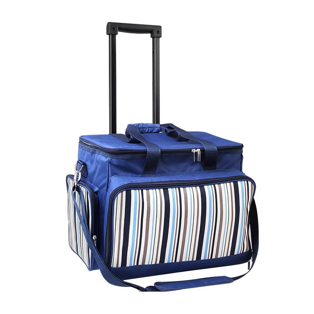 Alfresco 6 Person Picnic Basket Set Bag Wheels Insulated Trolley | Outdoorium