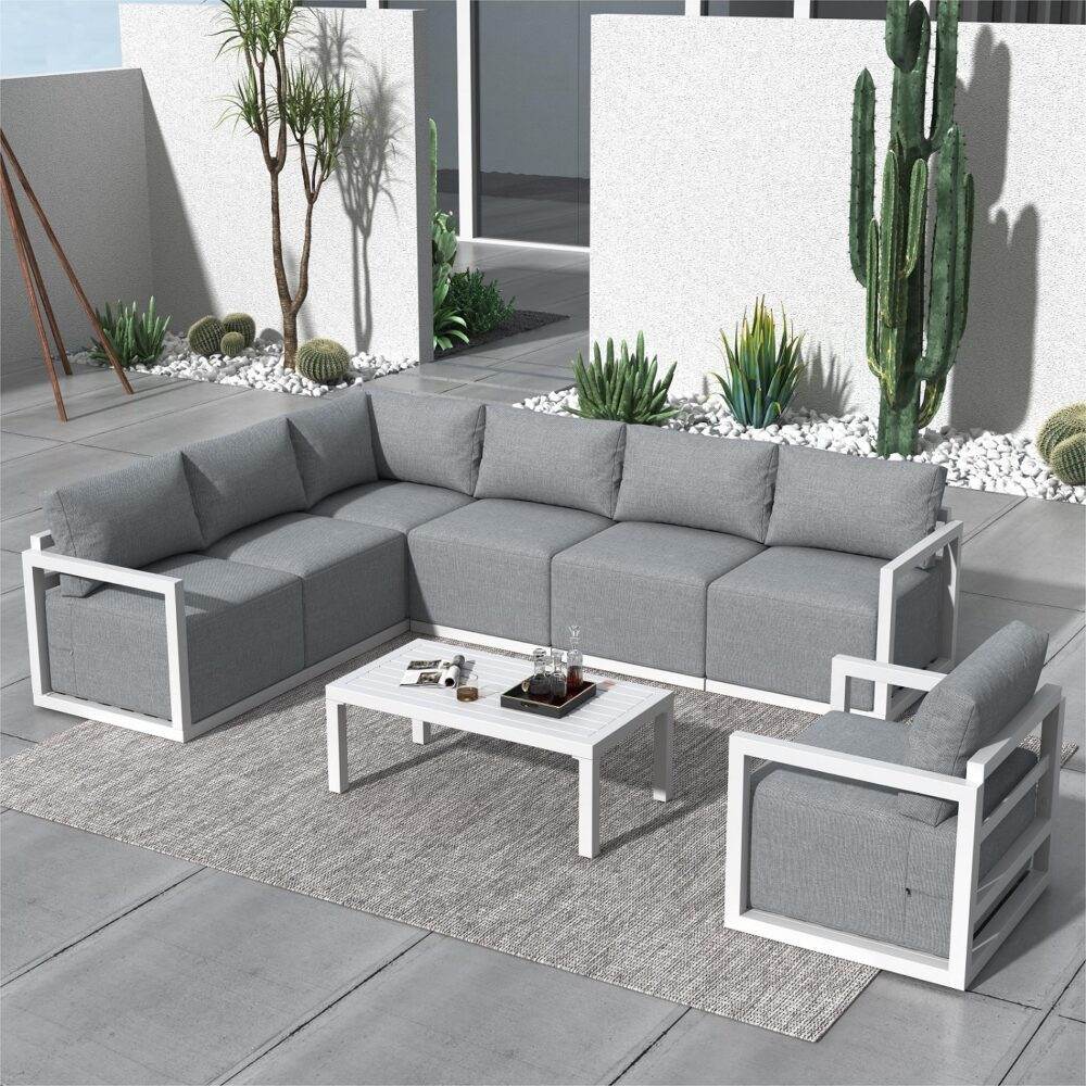Alfresco 7 - Seat Garden Lounge Set – Charcoal Grey | Outdoorium