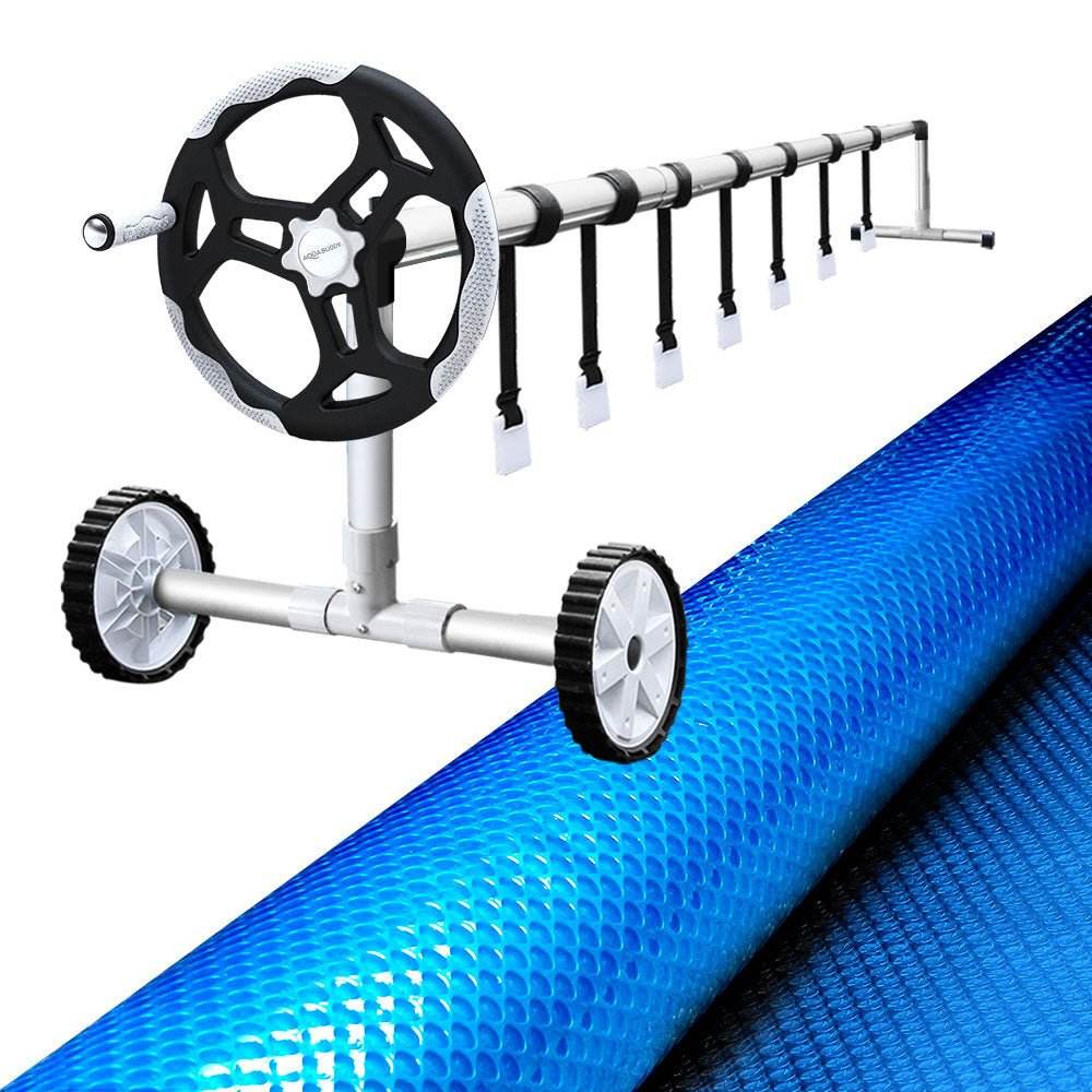 Aquabuddy Pool Cover 500 Micron 10x4m Swimming Pool Solar Blanket 5.5m Roller Blue | Outdoorium