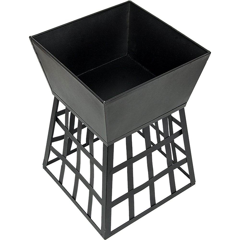 Black Fire Pit Square Log Patio Garden Heater Outdoor Table Top BBQ Camping | Outdoorium