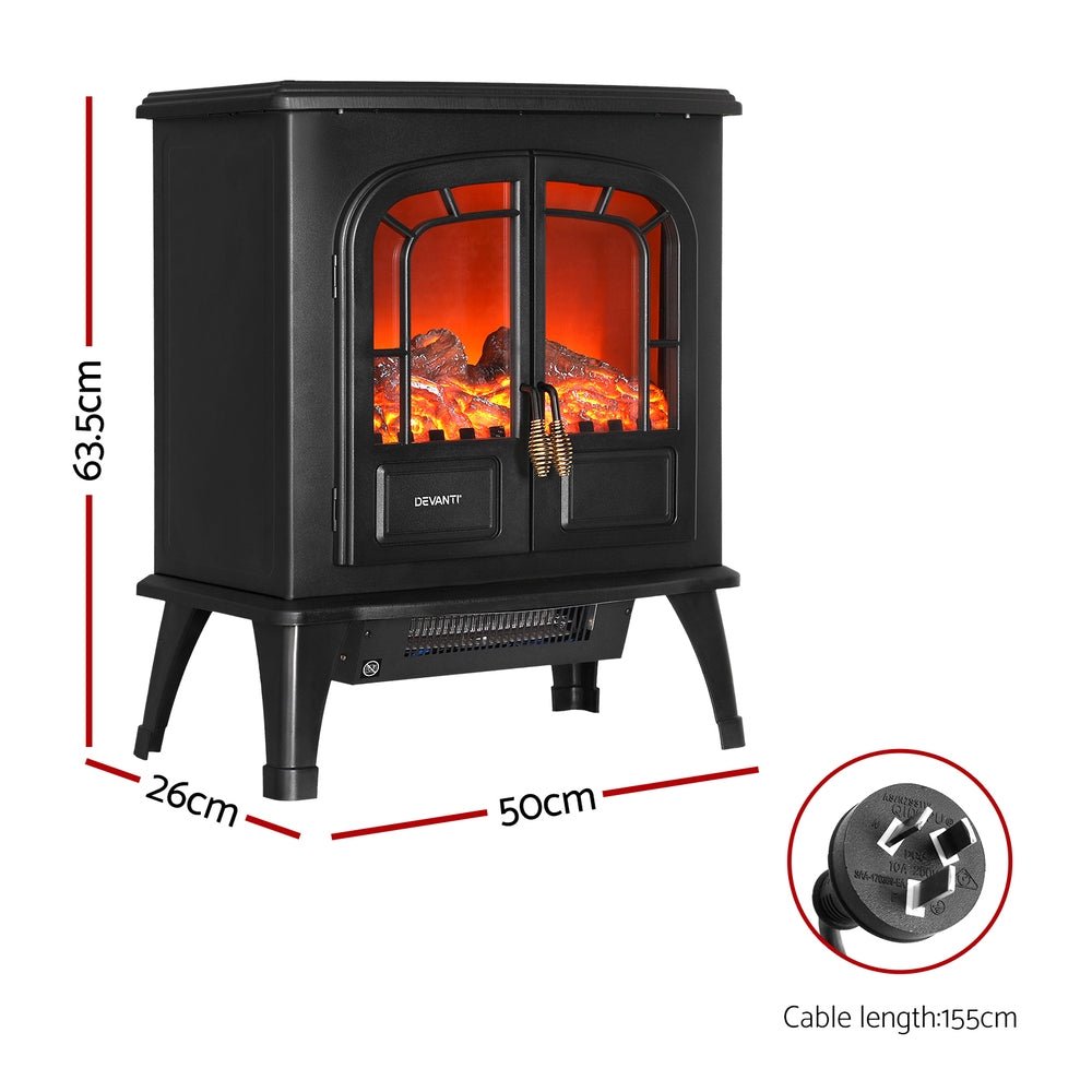Devanti Electric Fireplace Fire Heaters 2000W - Outdoorium