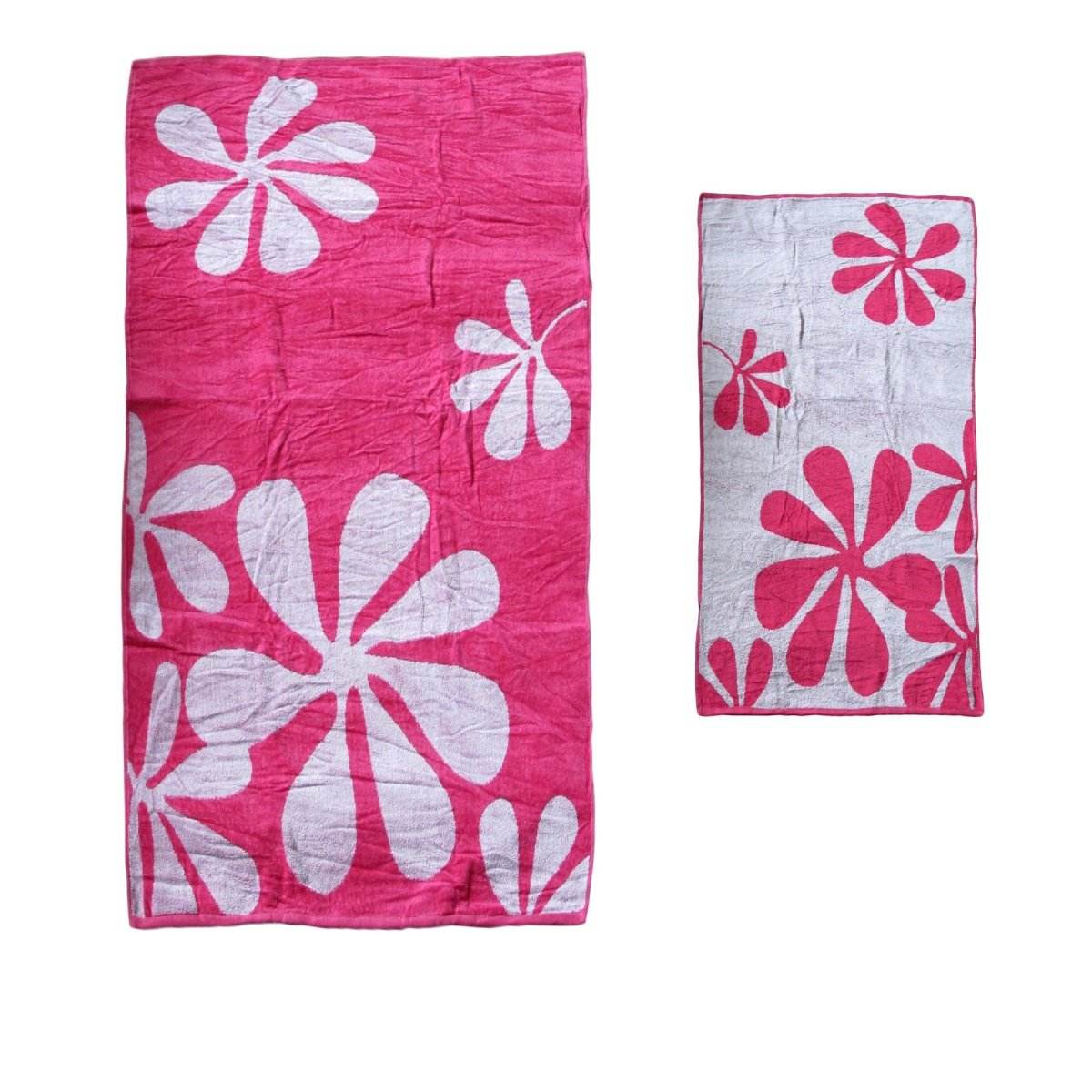 Elements Jacquard REVERSIBLE Cotton Floral Beach Towel - Pink Floral | Outdoorium