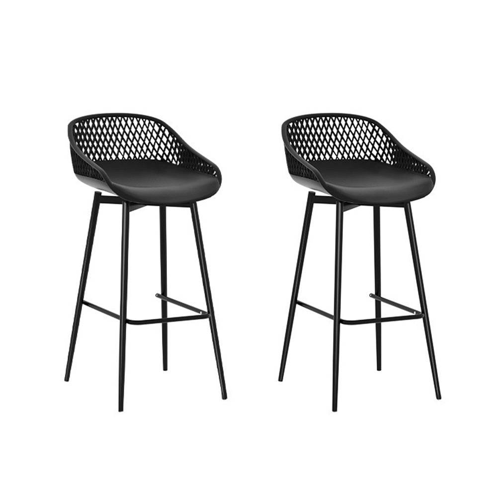 Gardeon 2x Outdoor Bar Stools Plastic Black Outdoorium