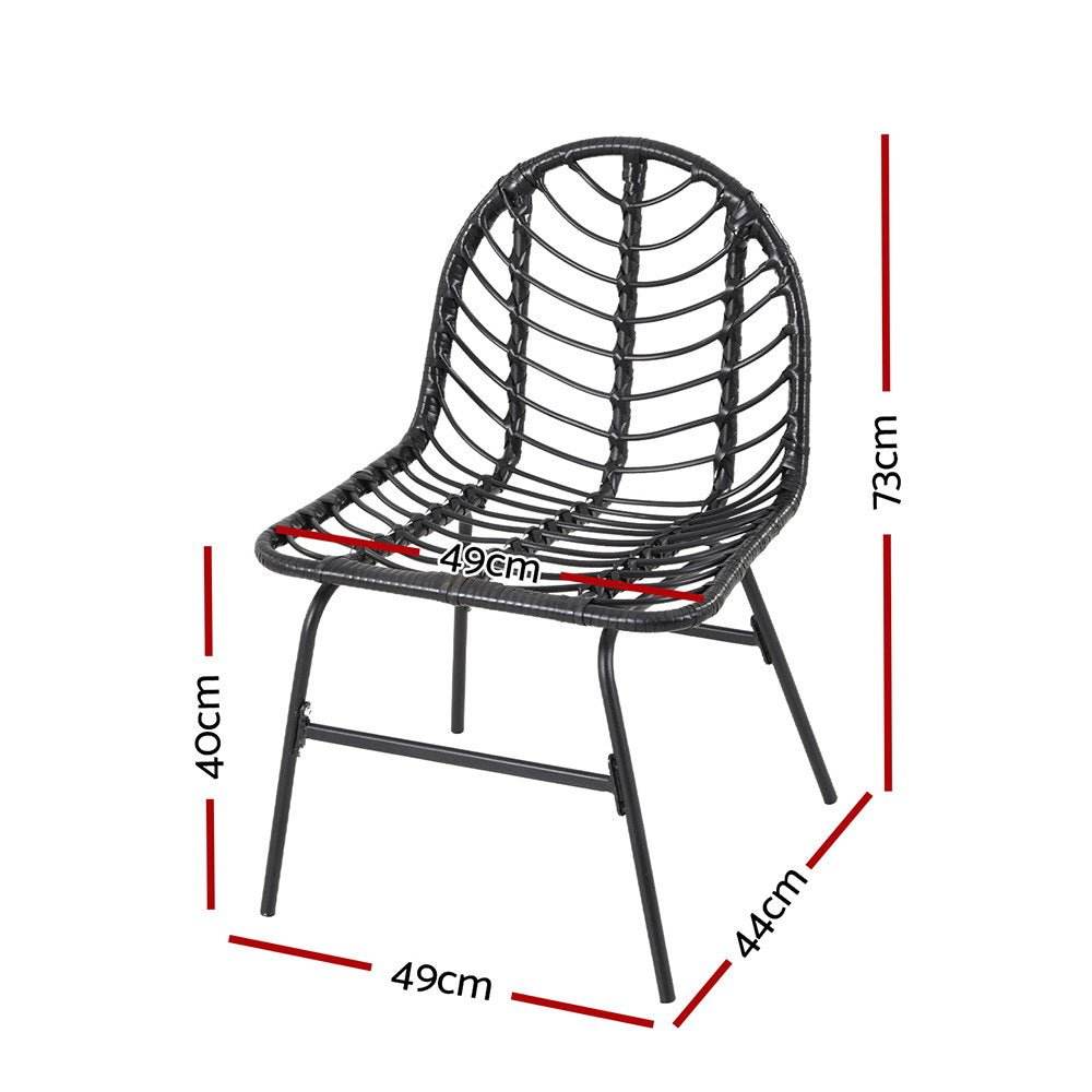 Gardeon 2x Outdoor Chairs Dining Chair Lounge Wicker Patio Furniture Black | Outdoorium