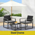 Gardeon 3PC Outdoor Bistro Set Patio Furniture Wicker Dining Chairs Table Cushion Black | Outdoorium