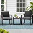 Gardeon 3PC Outdoor Bistro Set Patio Furniture Wicker Dining Chairs Table Cushion Black | Outdoorium