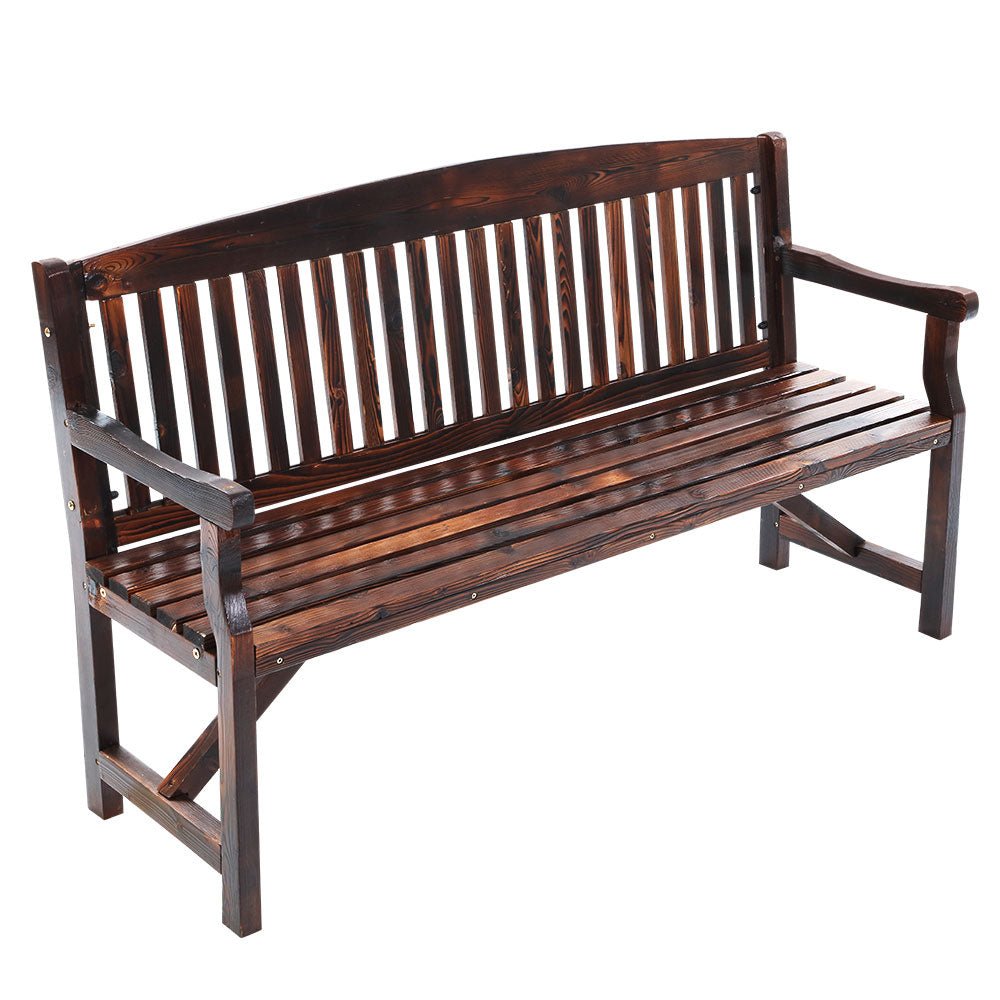 Gardeon 5FT Outdoor Garden Bench Wooden 3 Seat Chair Patio Furniture Charcoal - Outdoorium