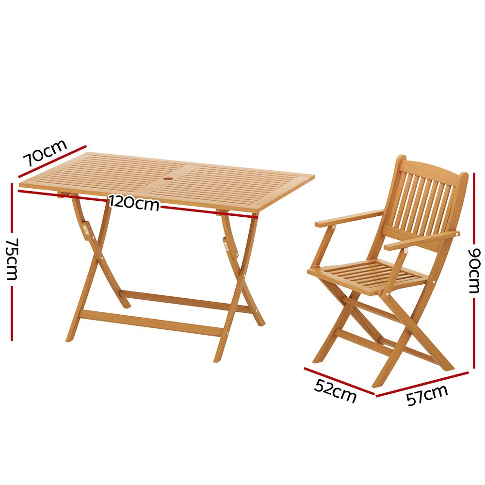 Gardeon Outdoor Dining Set 7 Piece Wooden Table Chairs Setting Foldable - Outdoorium
