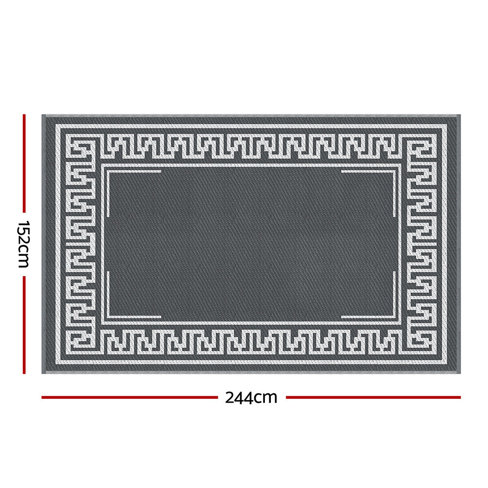 Gardeon Outdoor Rugs 152x244cm Large Carpet Reversible Area Mat PP Dual - Sided Patio Rug Greek Key | Outdoorium