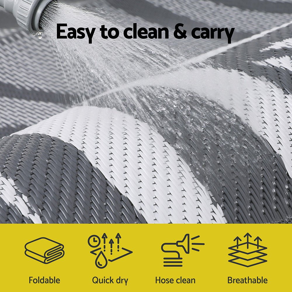 Gardeon Outdoor Rugs 152x244cm Large Carpet Reversible Area Mat PP Dual - Sided Patio Rug Leaf | Outdoorium