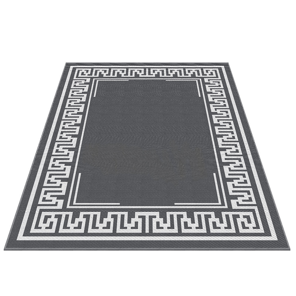 Gardeon Outdoor Rugs 274x366cm Large Carpet Reversible Area Mat PP Dual - Sided Patio Rug Greek Key | Outdoorium