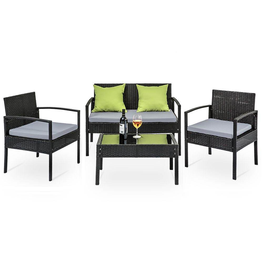 Gardeon Outdoor Sofa Set Wicker Lounge Setting Table and Chairs Patio Furniture | Outdoorium