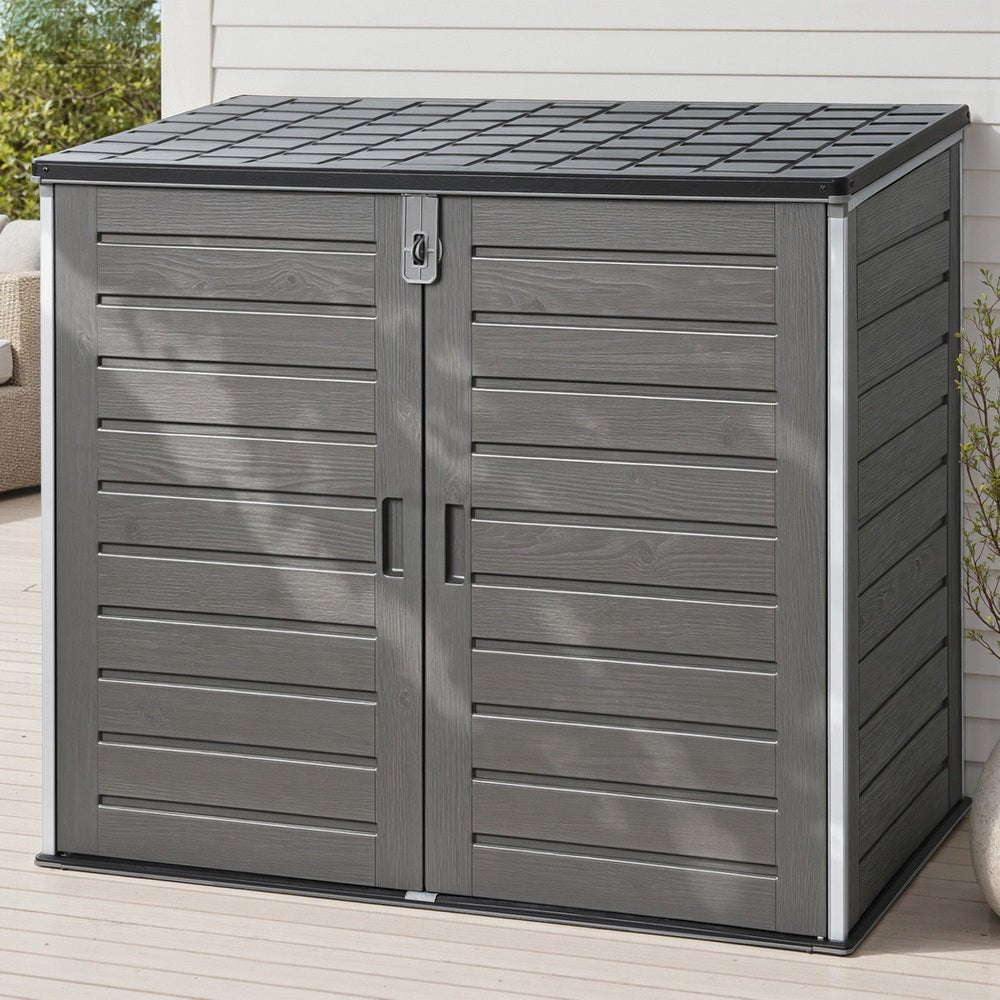 Gardeon Outdoor Storage Box 1170L Container Lockable Cabinet Tool Organizer Shed Grey | Outdoorium