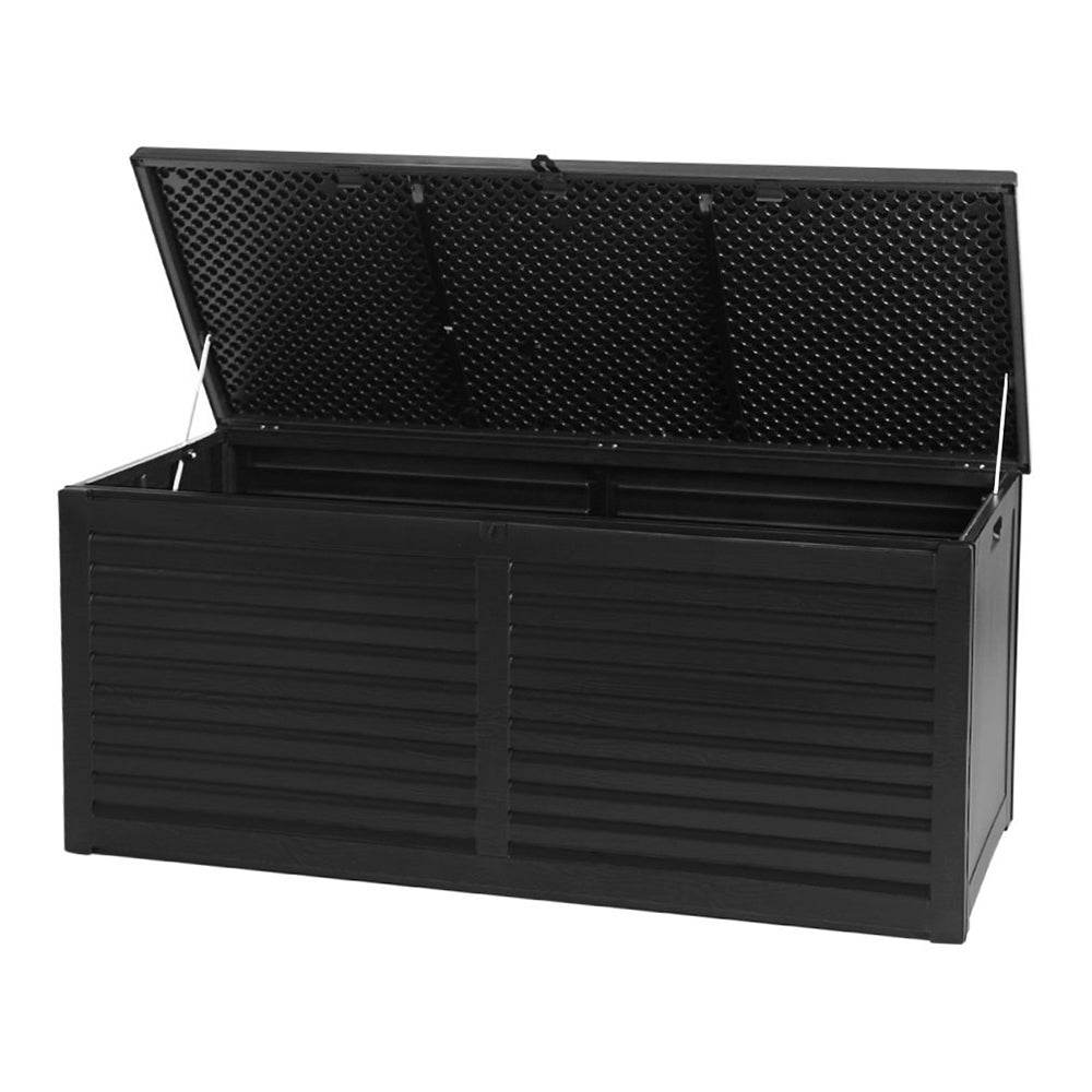 Gardeon Outdoor Storage Box 490L Container Lockable Garden Bench Shed Tools Toy All Black | Outdoorium