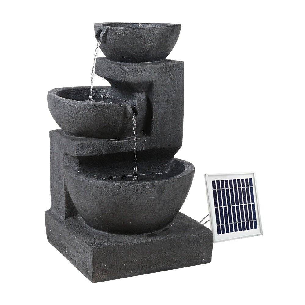 3 - Tier Gardeon Solar Water Feature Cascading Fountain Bowl LED Lights 60CM Blue | Outdoorium