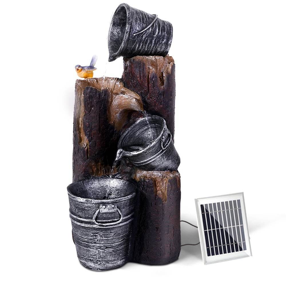 3 - Tier Gardeon Solar Water Feature Cascading Fountain Bucket LED light Bird 76CM | Outdoorium