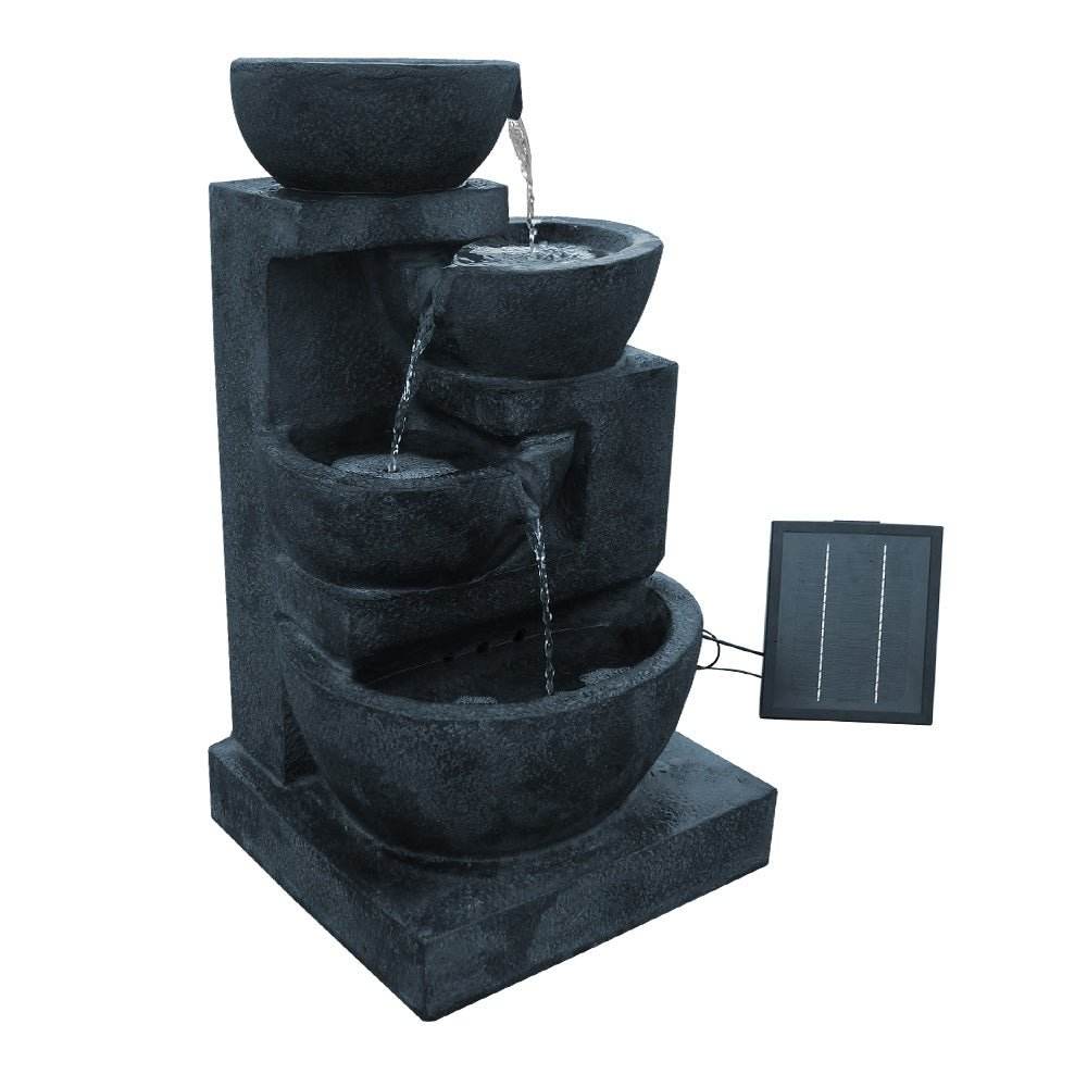 4 - Tier Gardeon Solar Water Feature Cascading Fountain Bowl LED Lights 72CM Blue | Outdoorium