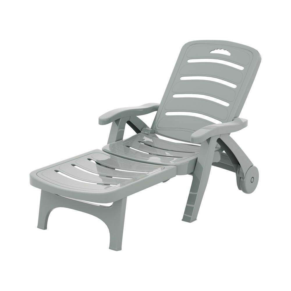 Gardeon Sun Lounger Folding Lounge Chair Wheels Patio Outdoor Furniture Grey | Outdoorium