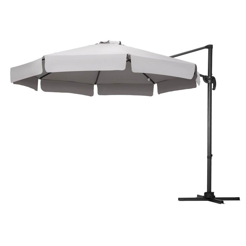 Instahut 3m Outdoor Umbrella Cantilever 360 Degree Tilt Beach Roma Grey | Outdoorium