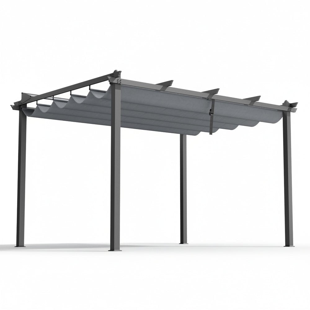 Instahut Gazebo Outdoor Garden Pergola Aluminium Frame Adjustable Canopy 3x4m Grey | Outdoorium
