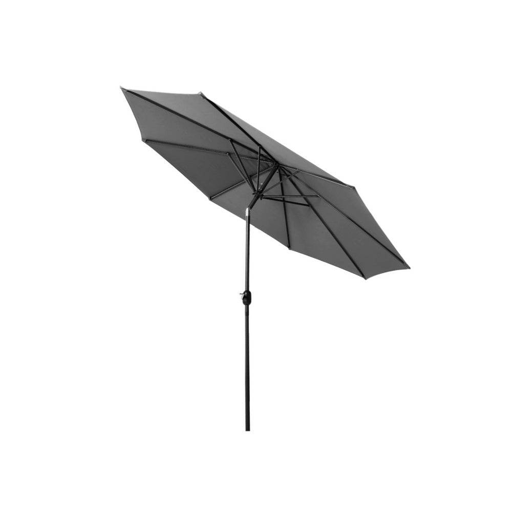 Instahut Outdoor Umbrella 2.7m Beach Pole Garden Tilt Sun Patio UV Charcoal | Outdoorium