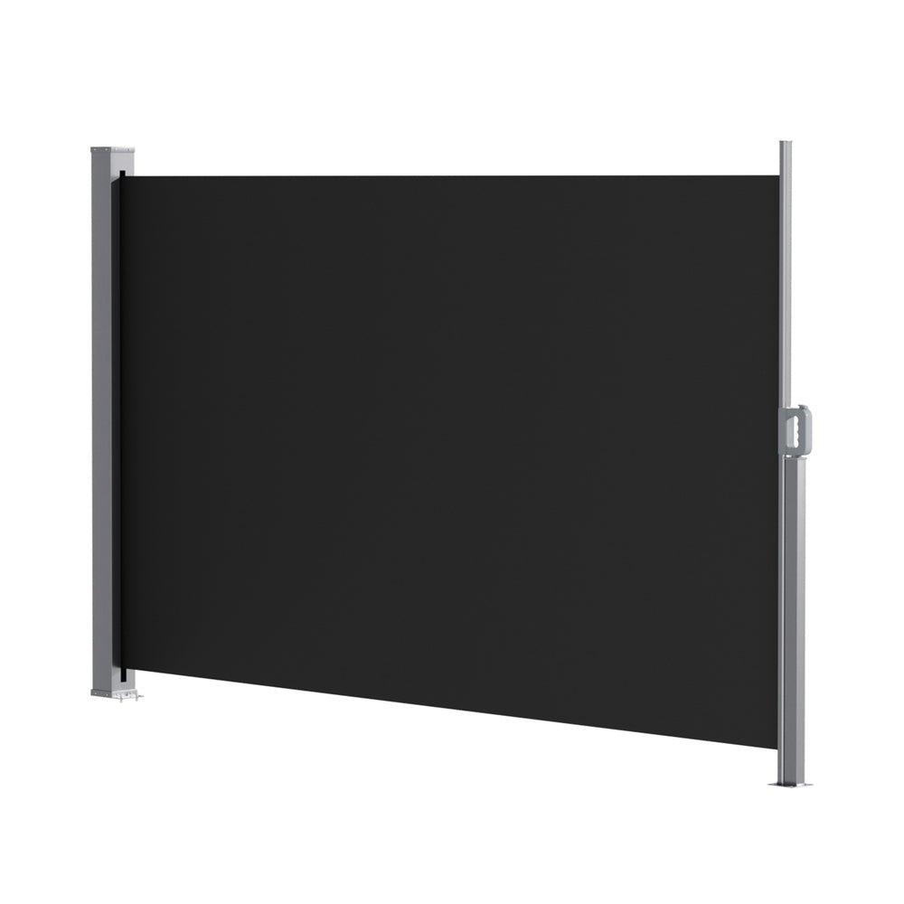 Instahut Side Awning Sun Shade Outdoor Retractable Privacy Screen 1.8X3M Black | Outdoorium