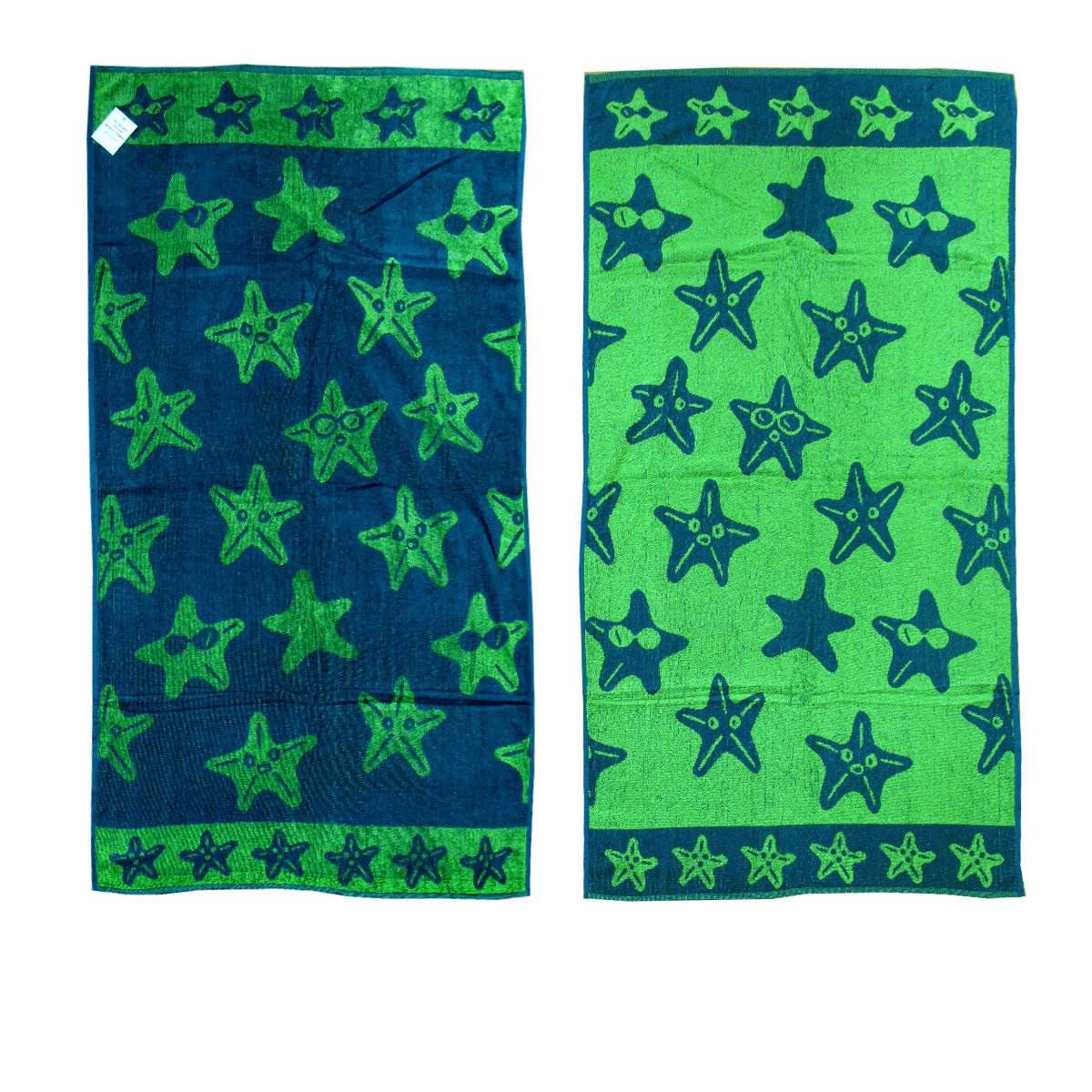 Jacquard Velour Reversible Beach Towel Blue Stars | Outdoorium