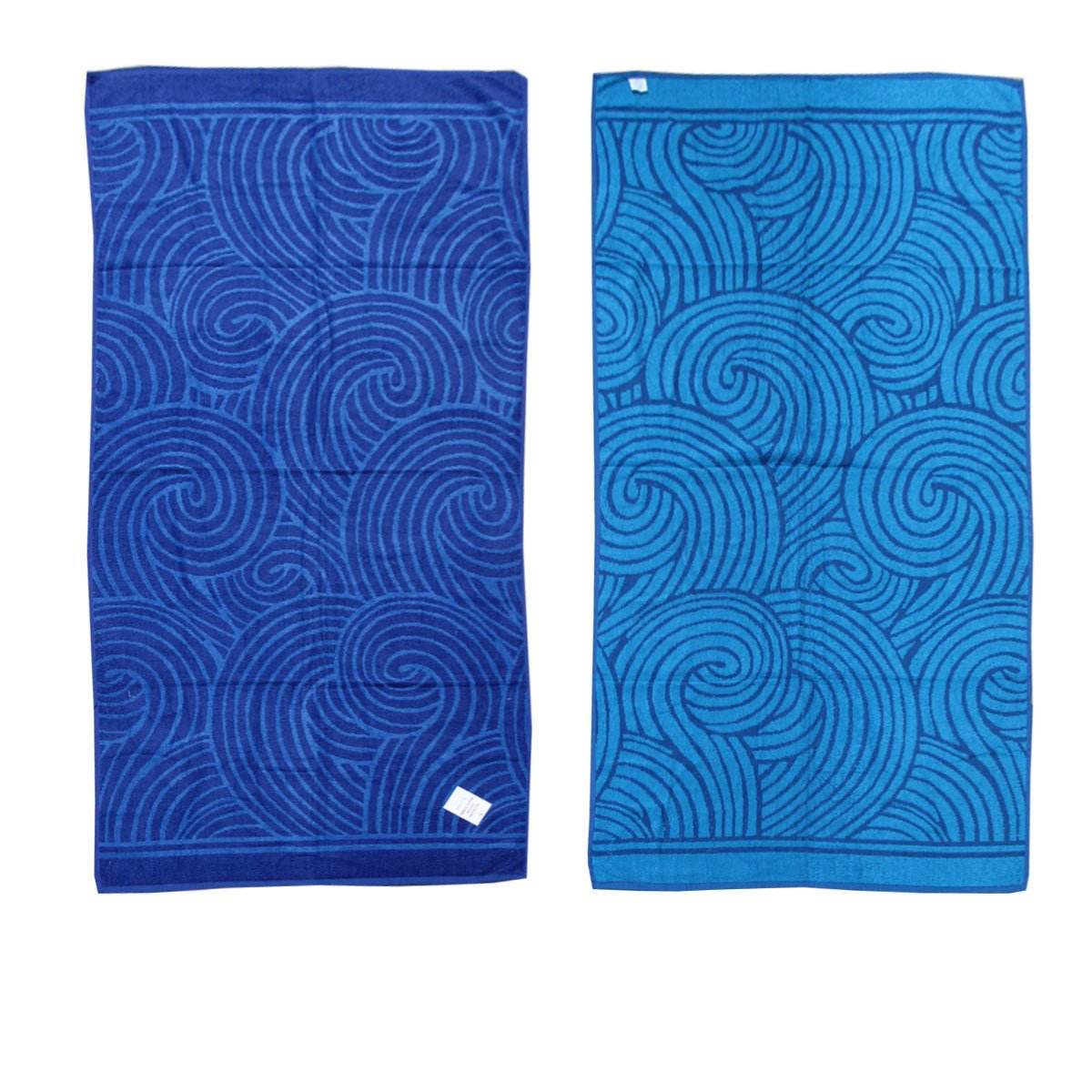 Jacquard Velour Reversible Beach Towel Blue Swirls | Outdoorium