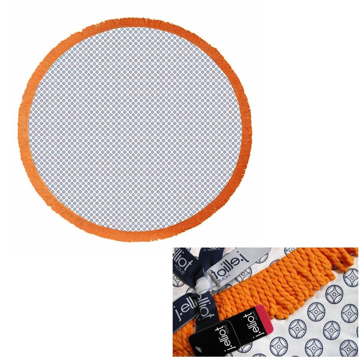 J.Elliot Home Koel Round Cotton Turkish Towel Navy/ Orange | Outdoorium