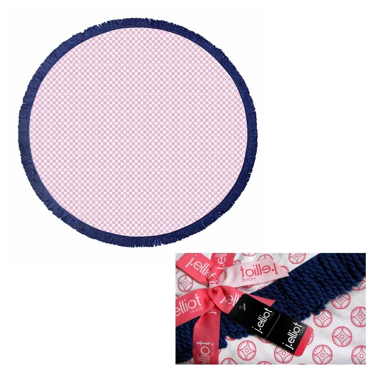 J.Elliot Home Koel Round Cotton Turkish Towel Pink/ Navy | Outdoorium