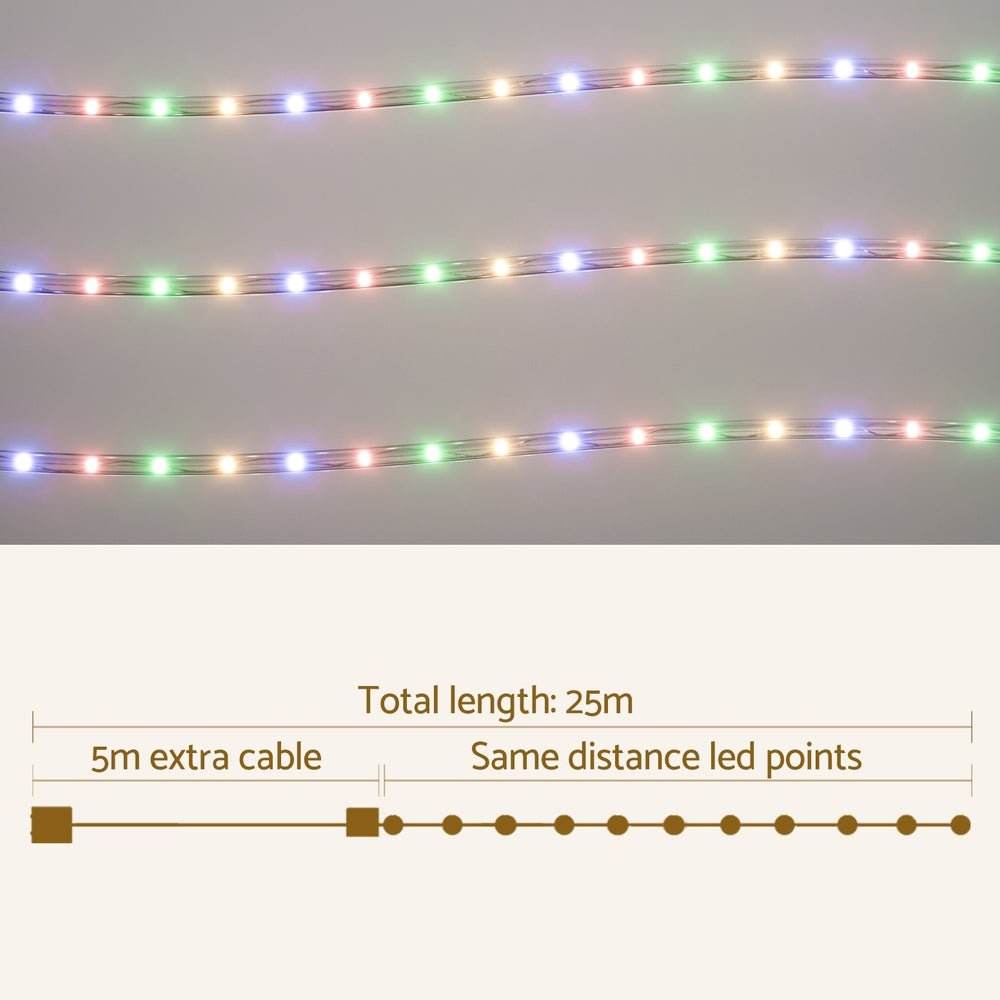 20M Christmas Lights String Rope Light Decorations 600 LED Colorful Jingle Jollys | Outdoorium