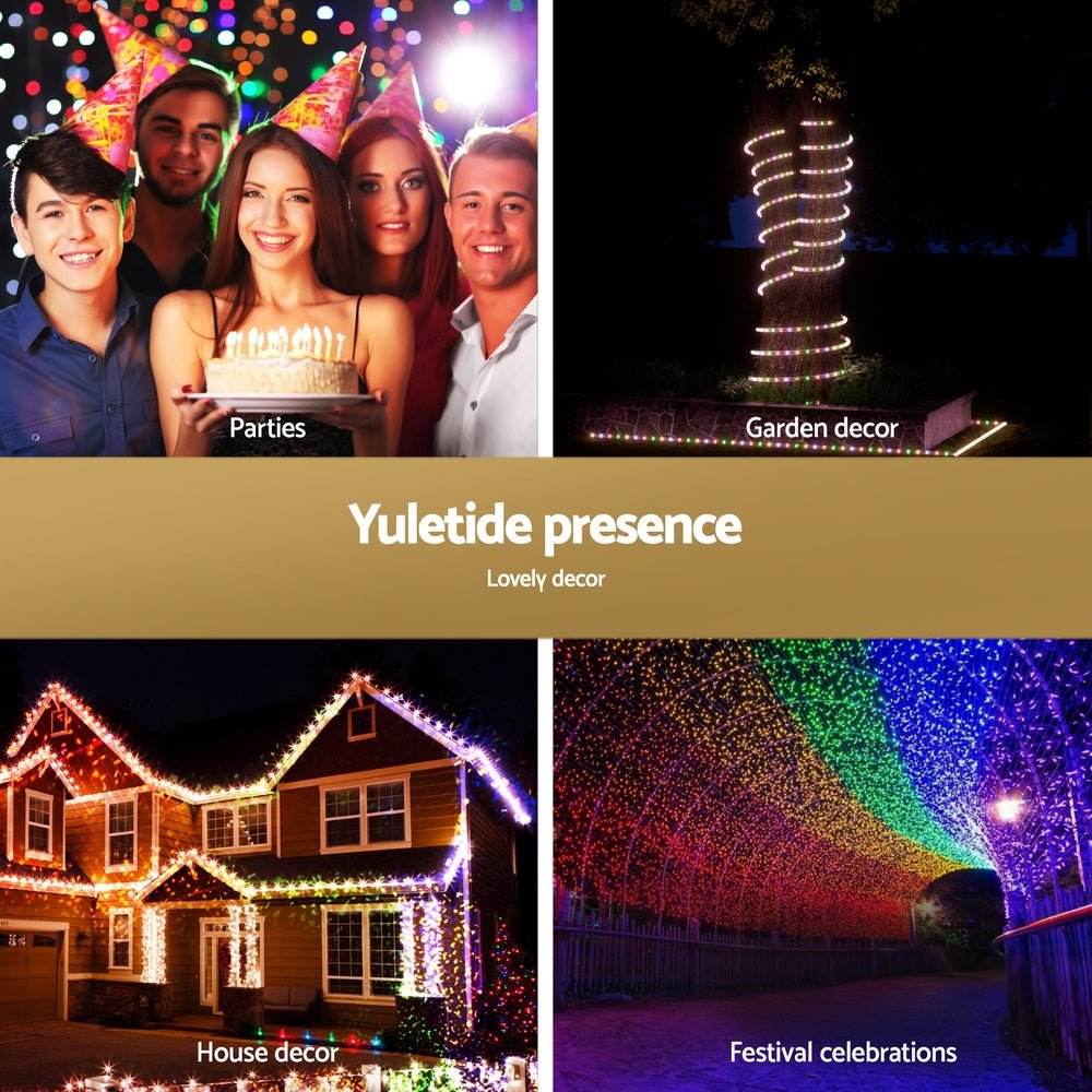 20M Christmas Lights String Rope Light Decorations 600 LED Colorful Jingle Jollys | Outdoorium