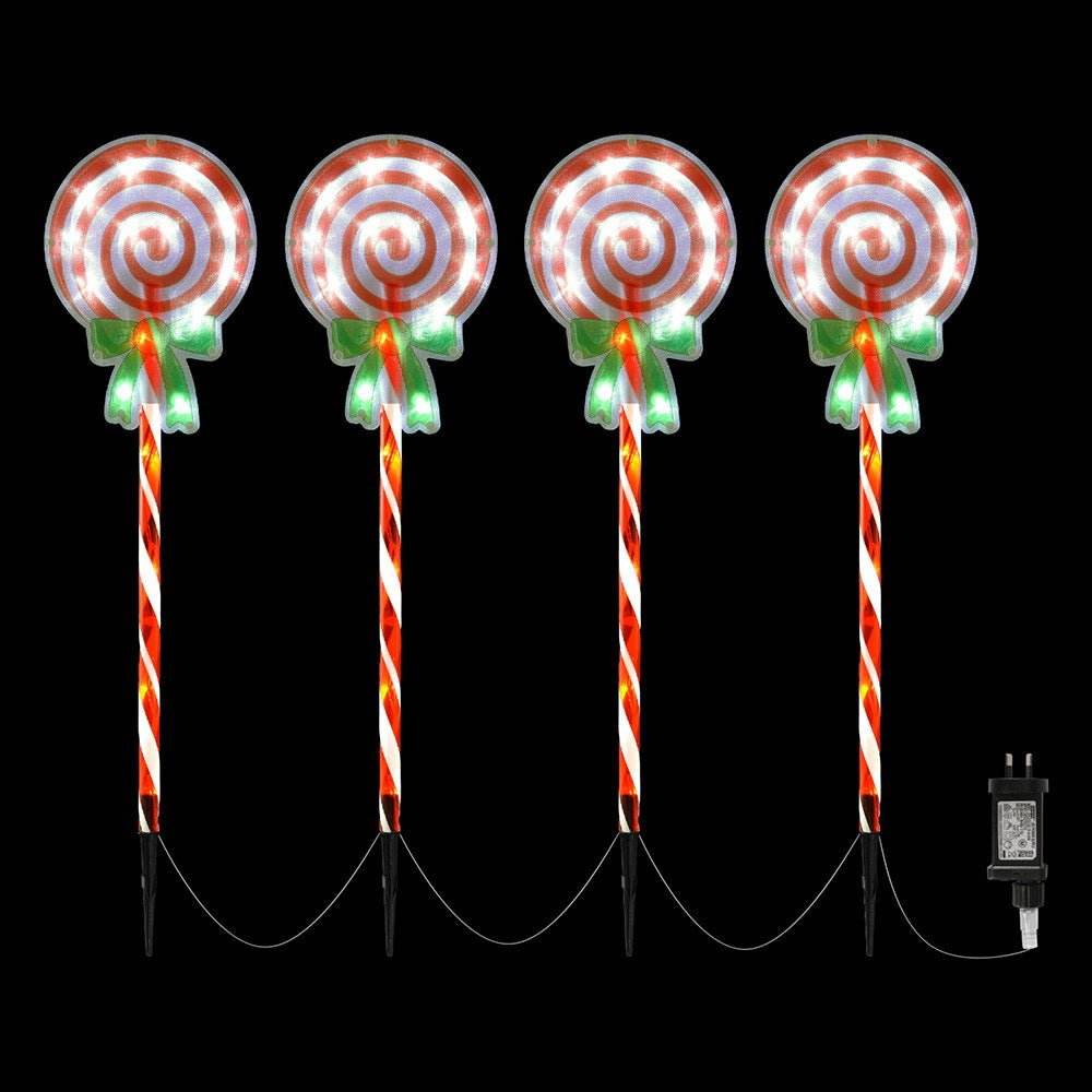 4 PCS Christmas Lights Path Ground Light Garden Decorations 68 LED Jingle Jollys | Outdoorium