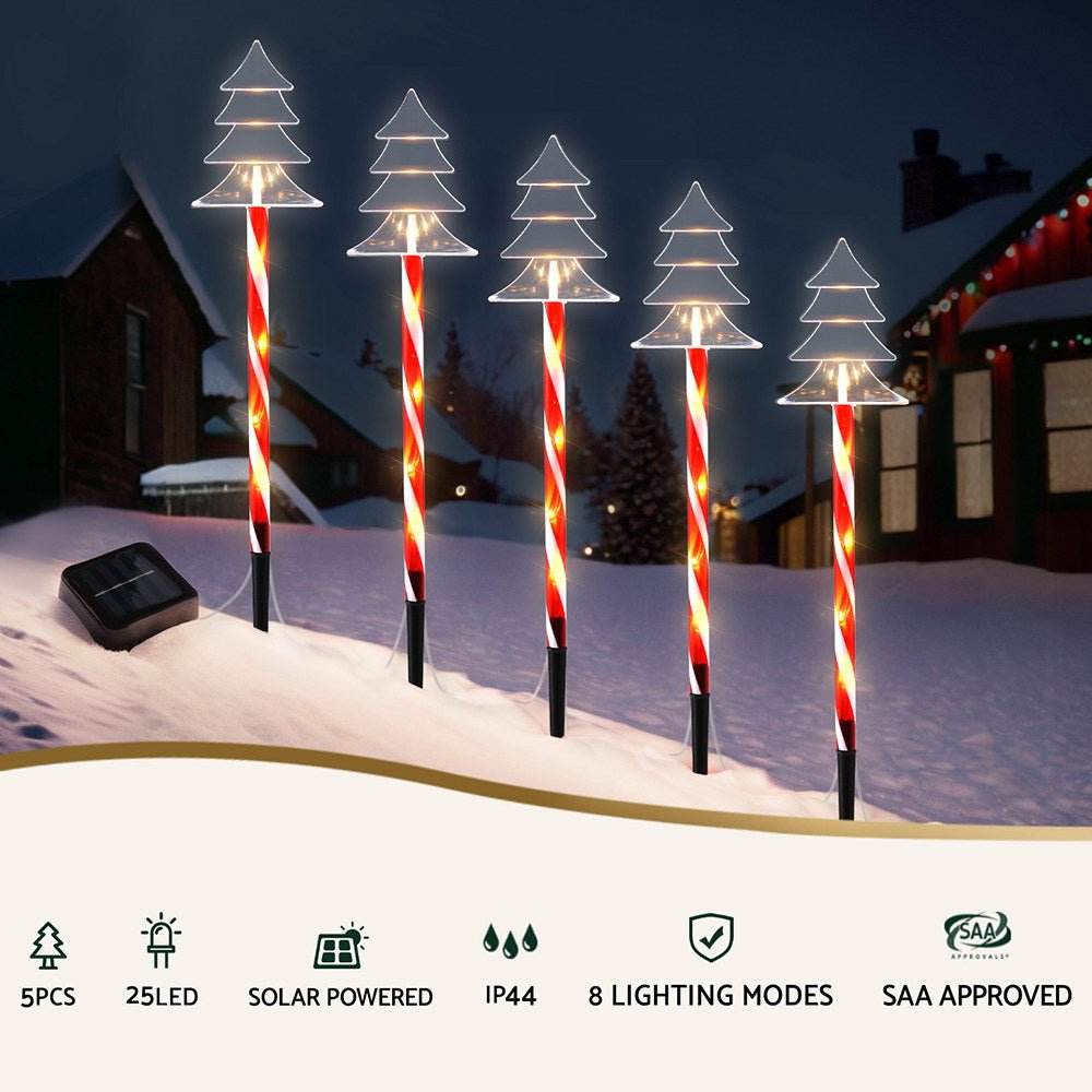 25 LED 5 PCS Christmas Lights Path Ground Light Garden Decorations Jingle Jollys | Outdoorium