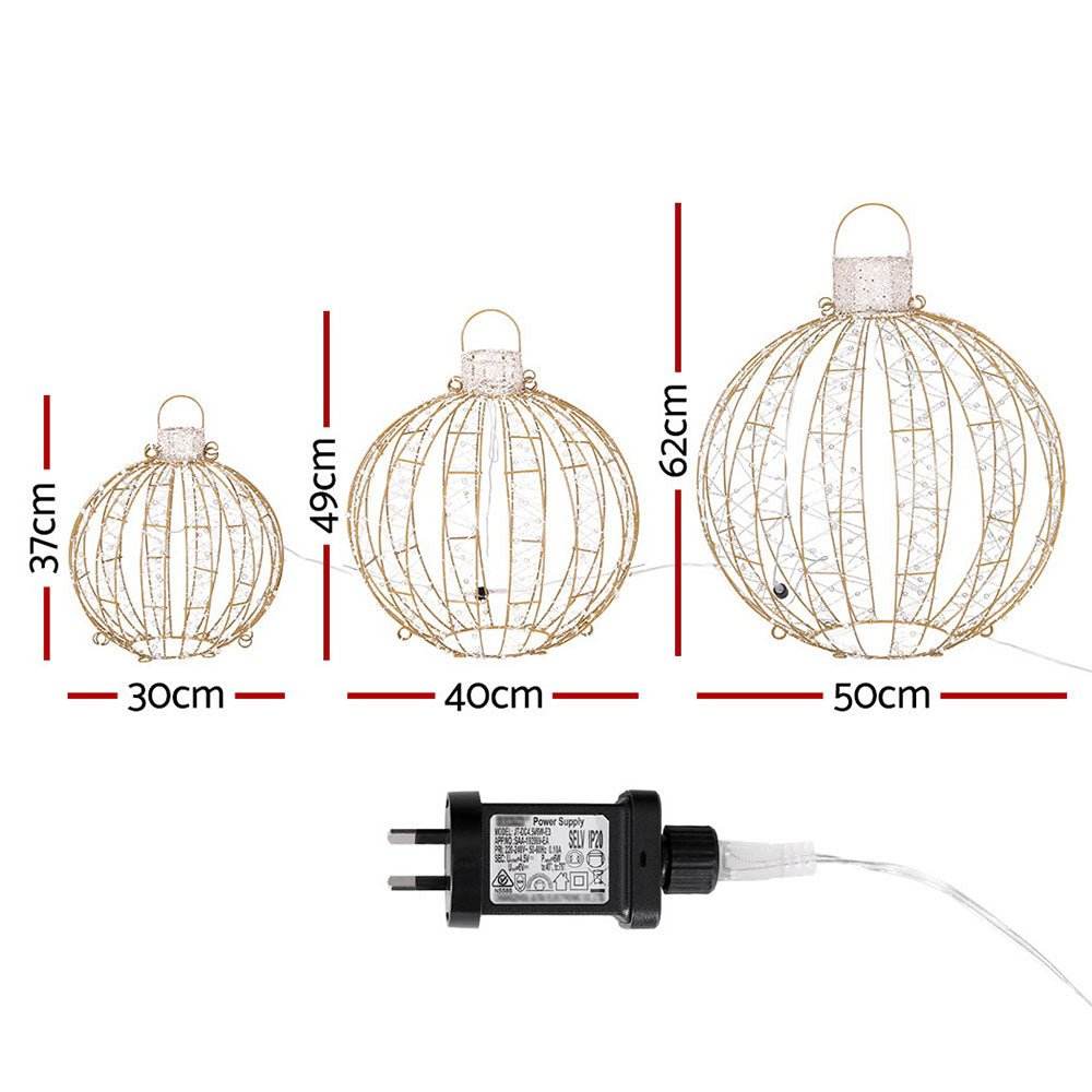 3 PCS Christmas Lights 360 LED Fairy Light Ball Decorations Jingle Jollys | Outdoorium