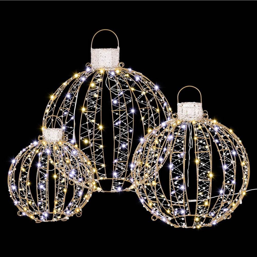 3 PCS Christmas Lights 360 LED Fairy Light Ball Decorations Jingle Jollys | Outdoorium