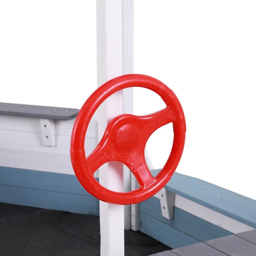 Keezi Kids Sandpit Wooden Box Boat Canopy Flag Outdoor Toys Children Blue | Outdoorium