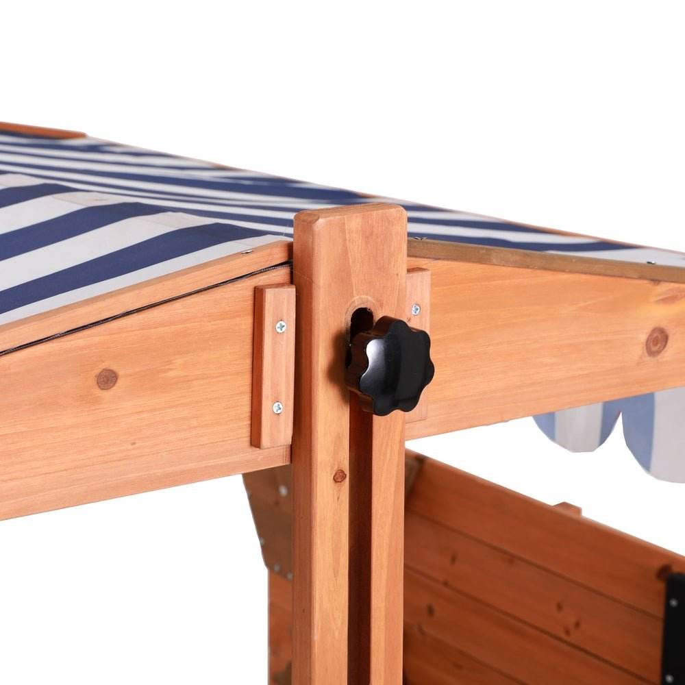 Keezi Kids Sandpit Wooden Canopy Sandbox With Cover Funnel Outdoor Toys 110cm | Outdoorium