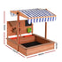 Keezi Kids Sandpit Wooden Canopy Sandbox With Cover Funnel Outdoor Toys 110cm | Outdoorium